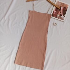 Zara Nude Ribbed Mini Dress | Size S